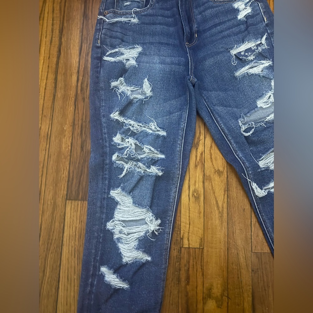 American Eagle Outfitters Women's Ripped Dark Blue Skinny Jeans - Picture 6 of 12